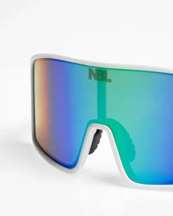 OKULARY BOLD WHITE RUBBER GREEN MIRROR 01-86