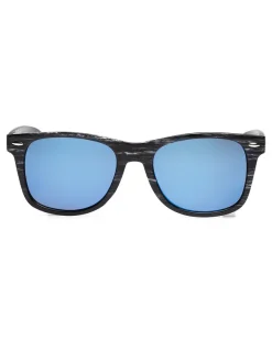 OKULARY CLASSIC WOOD BACK MAT BLUE MIRROR 01-38