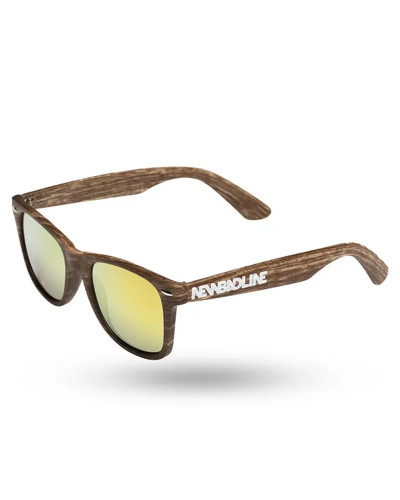 OKULARY CLASSIC WOOD BROWN MAT YELLOW MIRROR 01-42