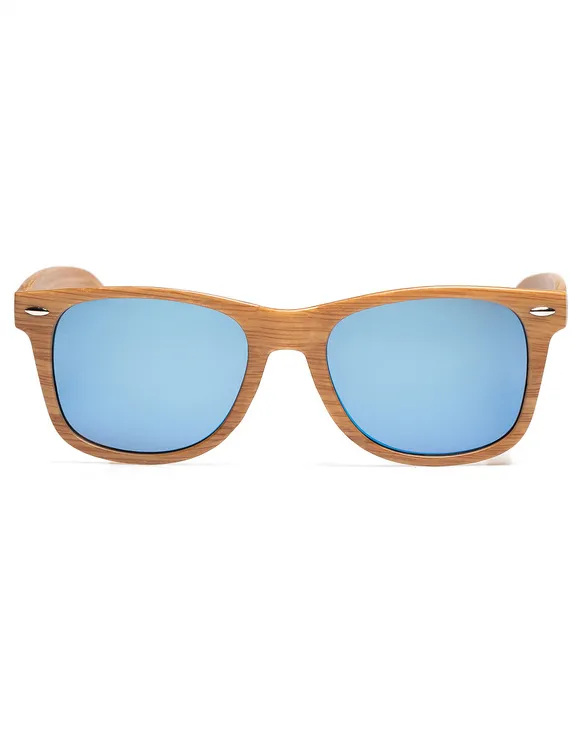 OKULARY CLASSIC WOOD BROWN MAT BLUE MIRROR 01-39