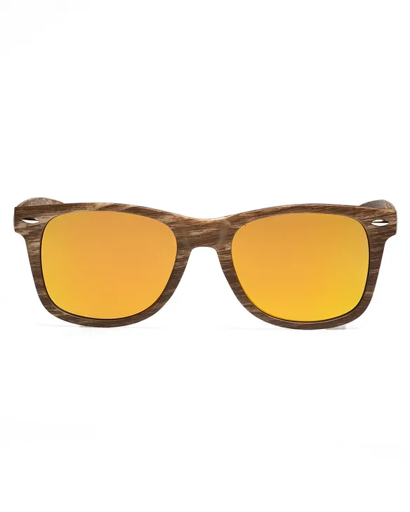 OKULARY CLASSIC WOOD BROWN MAT YELLOW MIRROR 01-42