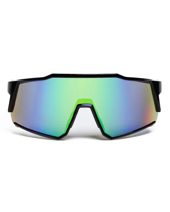 OKULARY GRIP BLACK FLASH GREEN MIRROR 01-112