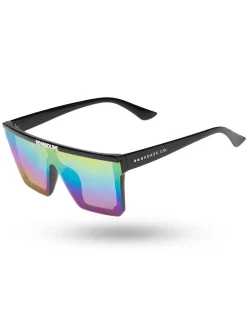 OKULARY ONE GLASS BLACK FLASH RAINBOW MIRROR 01-81