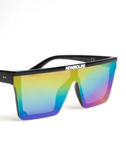 OKULARY ONE GLASS BLACK FLASH RAINBOW MIRROR 01-81