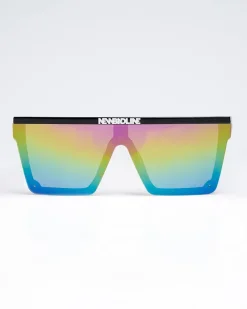 OKULARY ONE GLASS BLACK FLASH RAINBOW MIRROR 01-81