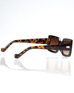 OKULARY SMALL NARROW BROWN PRINT FLASH BROWN 01-66