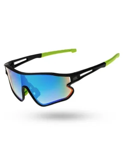 OKULARY SPARK GREEN-BLACK RUBBER GREEN MIRROR 00-592