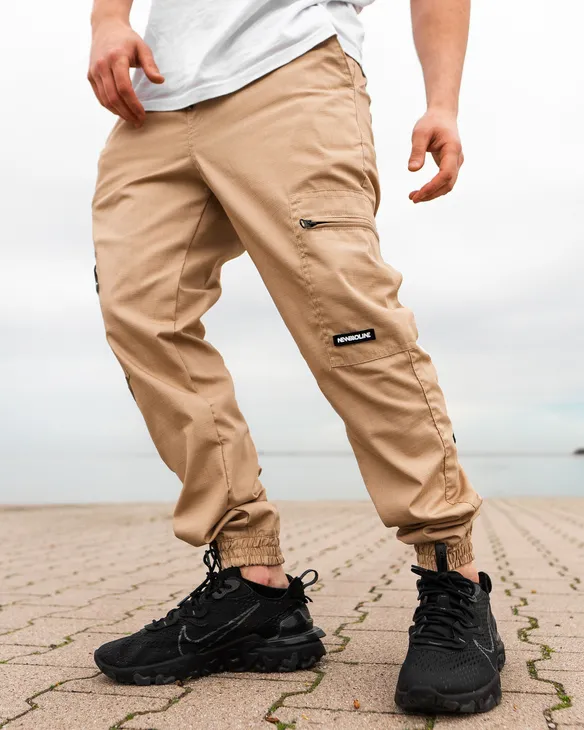 Spodnie Materiałowe Jogger New Bad Line Cargo Ripstop Beige